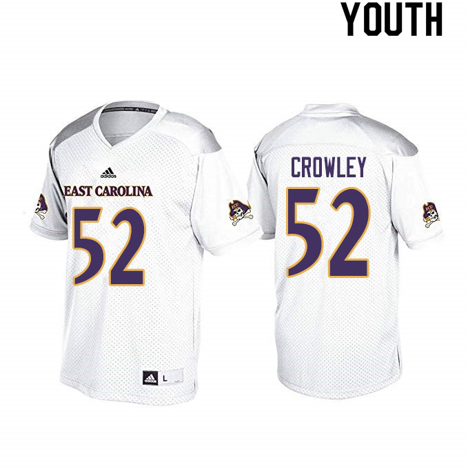 Youth #52 Liam Crowley ECU Pirates College Football Jerseys Sale-White - Click Image to Close